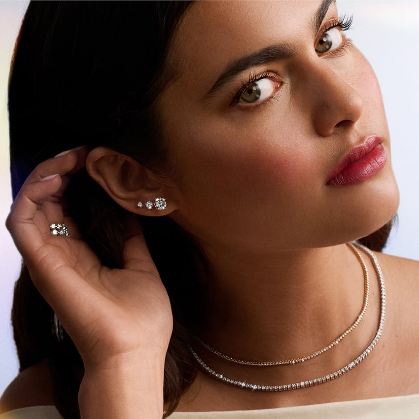 4.17  CTTW LAB GROWN ROUND DIAMOND STUD EARRINGS