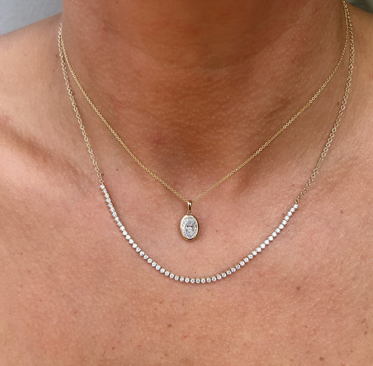 14K YELLOW GOLD OVAL DIAMOND PENDANT