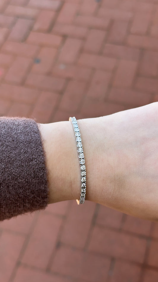 14K WHITE GOLD 2CTTW MIRACLE TOP DIAMOND TENNIS BRACELET