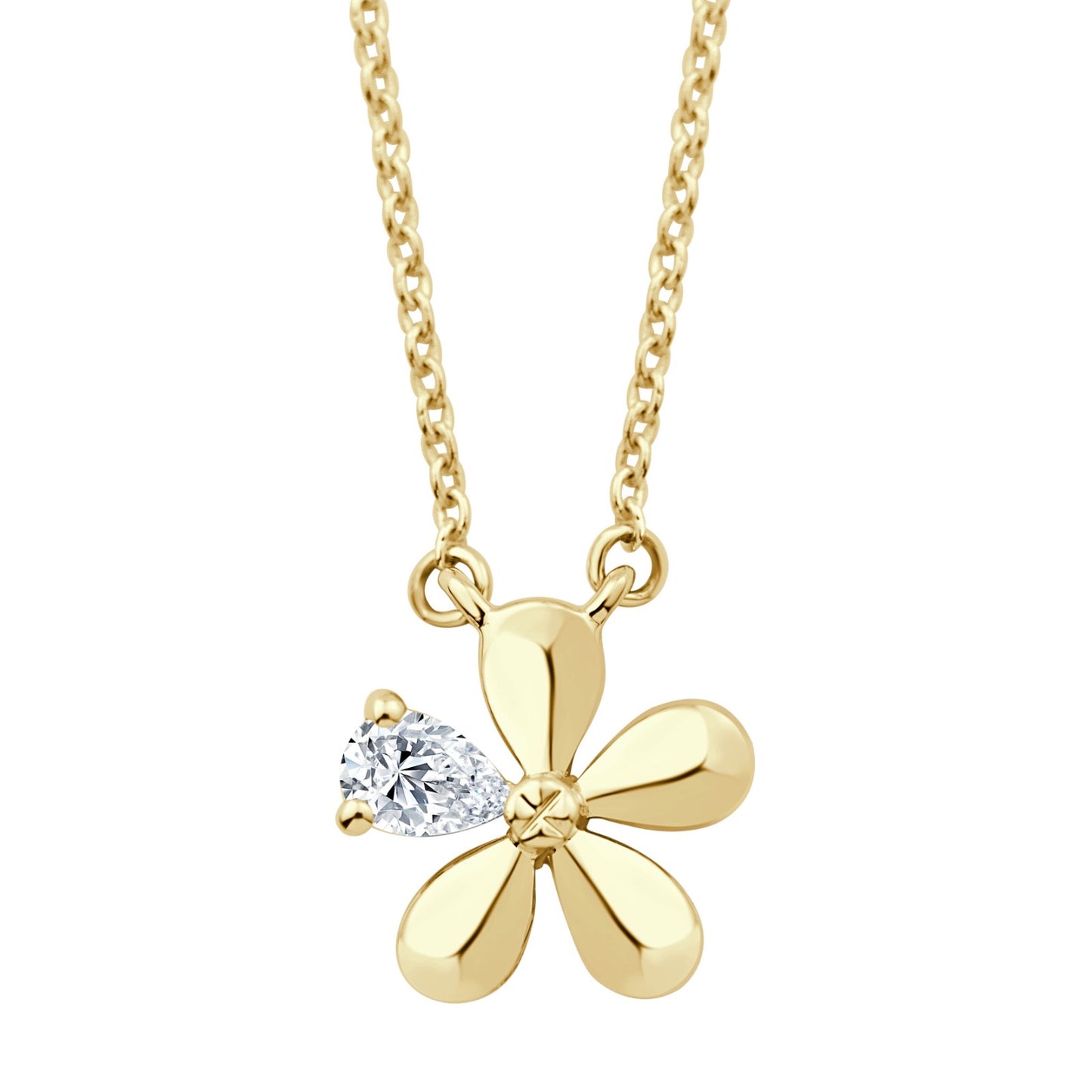 14K YELLOW DIAMOND FLOWER PENDANT