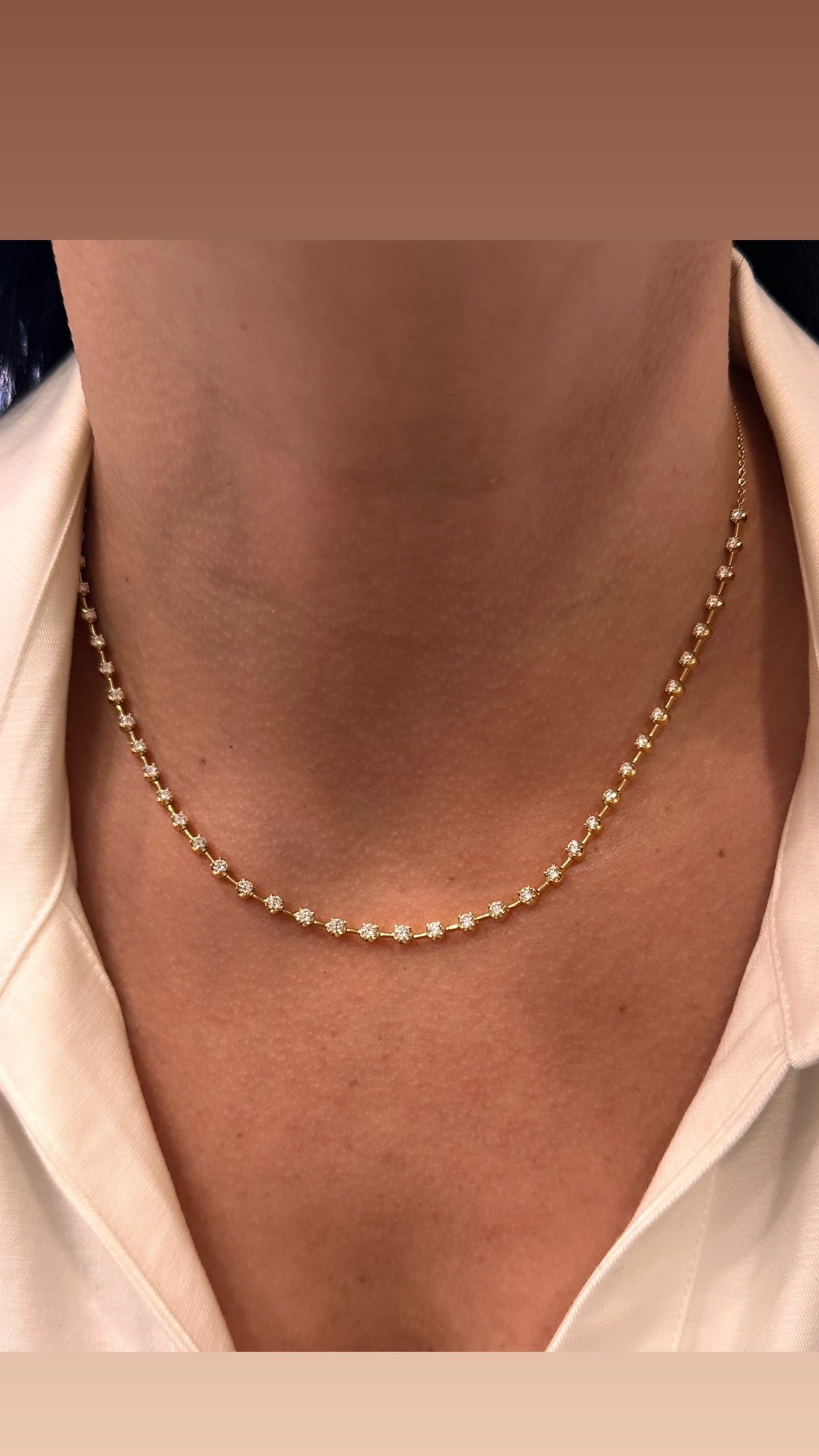 18K WHITE GOLD DIAMOND STATION NECKLACE