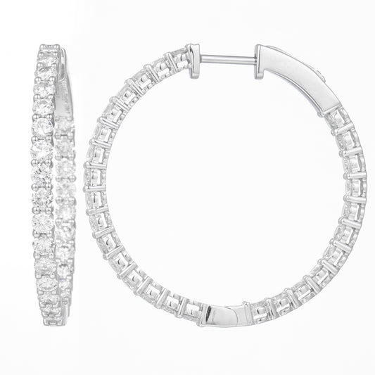14K WHITE GOLD DIAMOND INSIDE OUTSIDE HOOPS