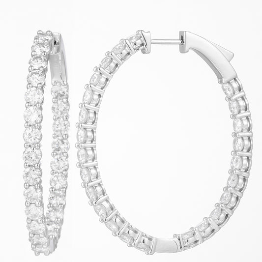 14K WHITE GOLD DIAMOND INSIDE OUTSIDE HOOPS