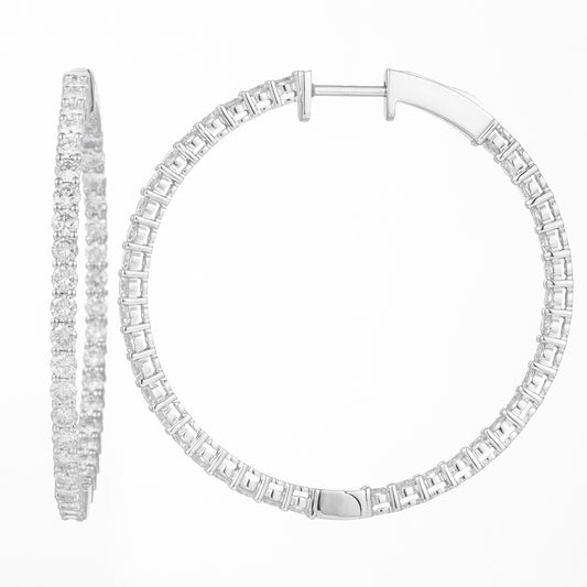14K WHITE GOLD DIAMOND INSIDE OUTSIDE HOOPS