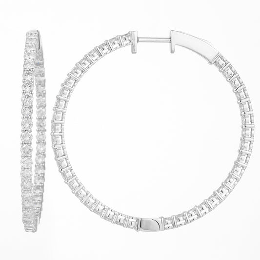 14K WHITE GOLD DIAMOND INSIDE OUTSIDE HOOPS