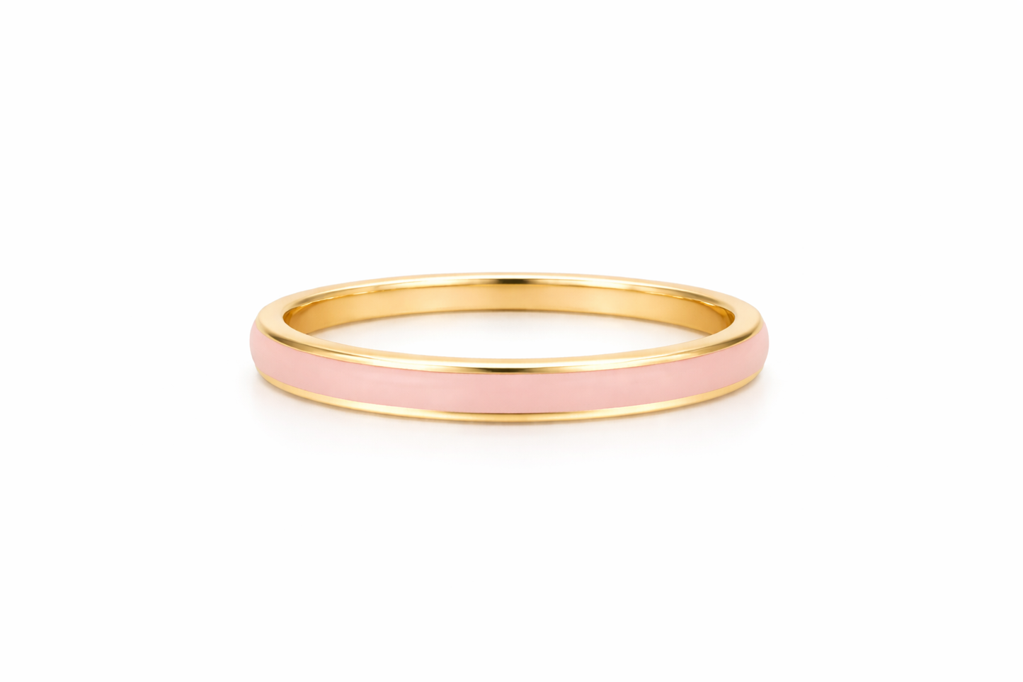 14K YELLOW GOLD PINK ENAMEL BAND