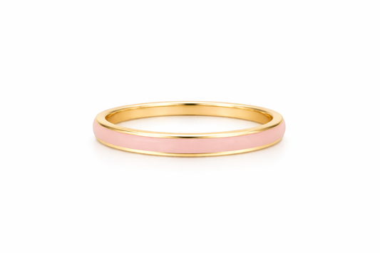 14K YELLOW GOLD PINK ENAMEL BAND