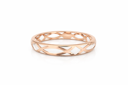 14K ROSE GOLD WHITE ENAMEL PATTERN RING