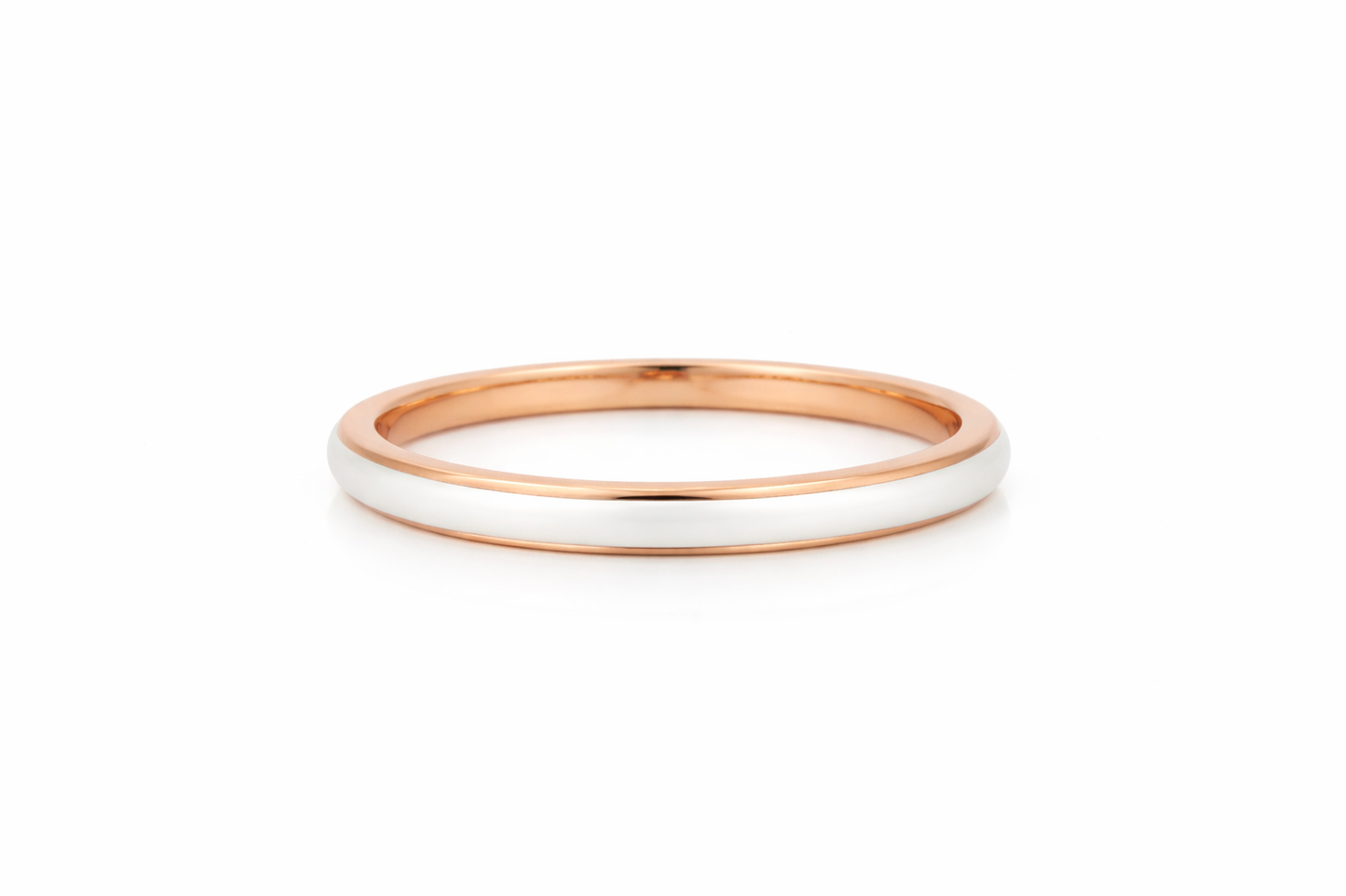14K ROSE GOLD WHITE ENAMEL BAND