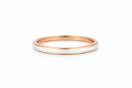 14K ROSE GOLD WHITE ENAMEL BAND