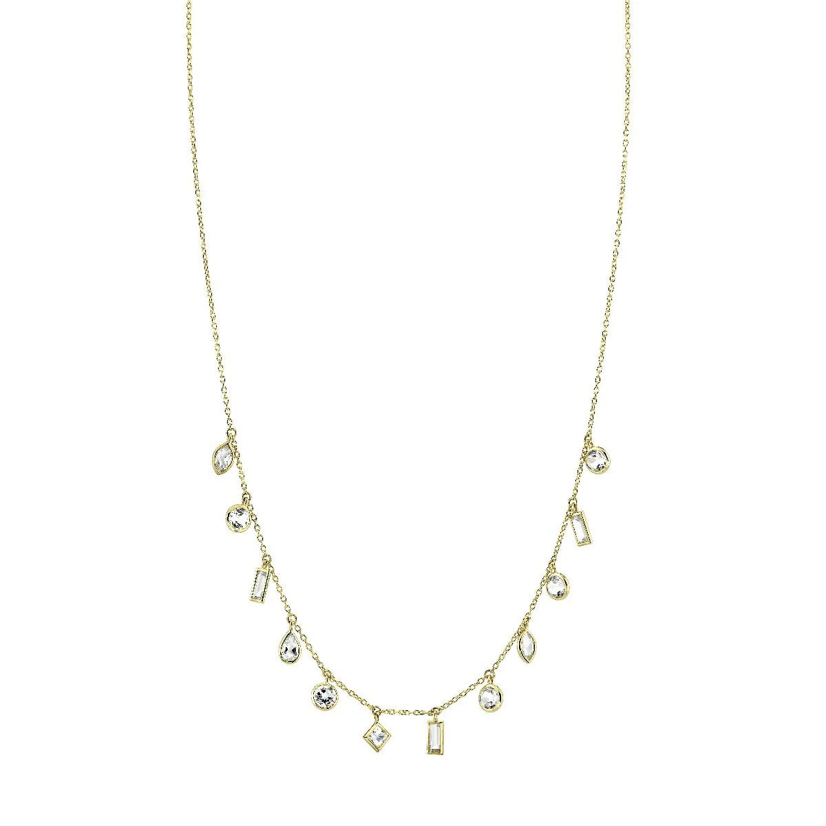 18K YELLOW GOLD HANGING MIXED SHAPE NECKLACE