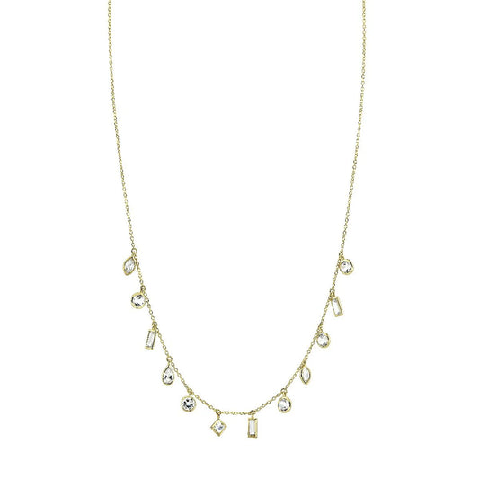 18K YELLOW GOLD HANGING MIXED SHAPE NECKLACE