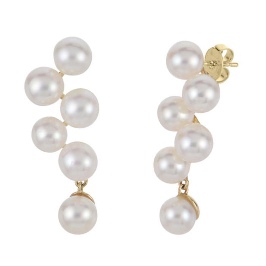 14K YELLOW GOLD FRESHWATER CULTURED PEARL DROP EARRINGS
