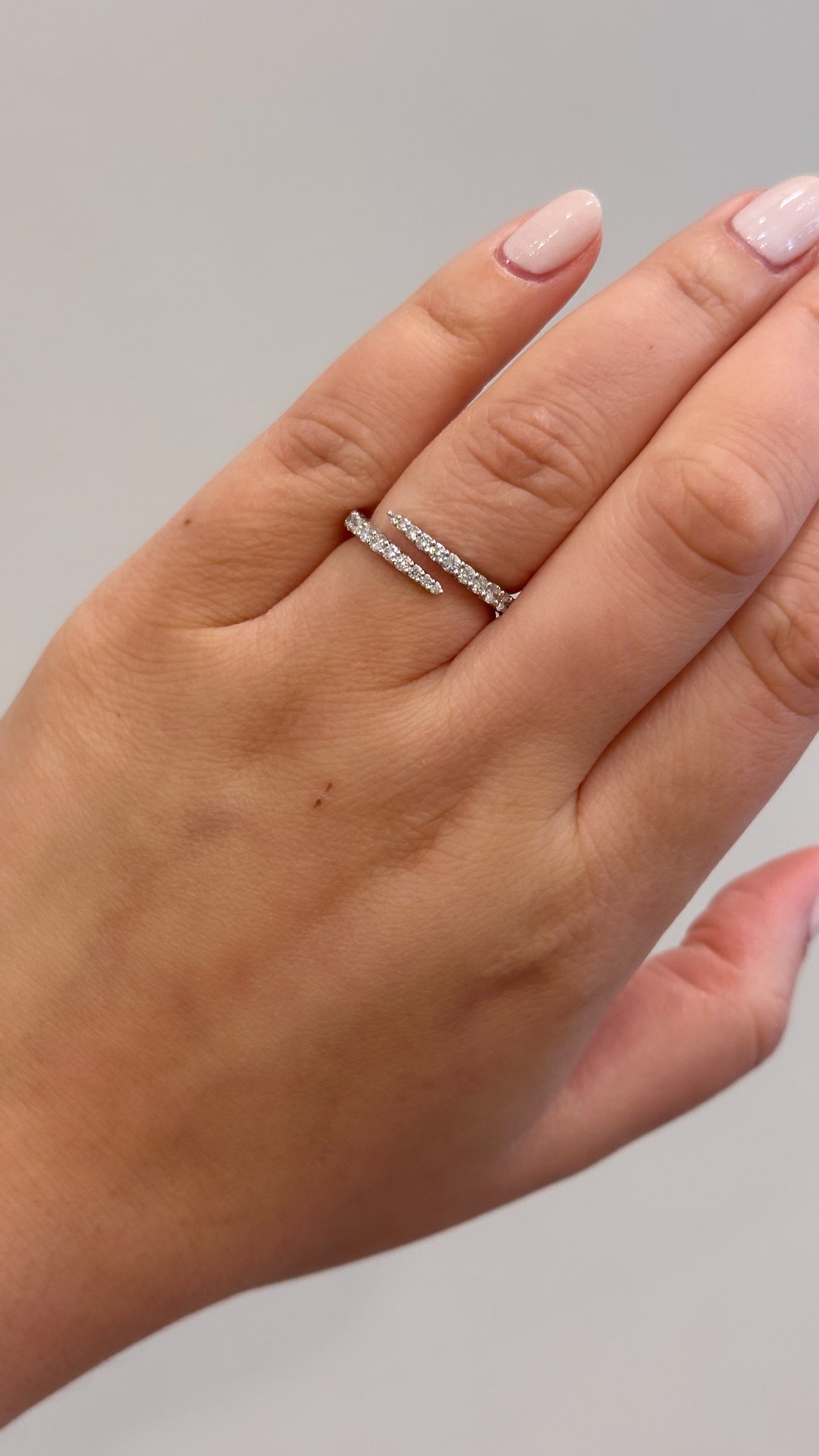 18K WHITE GOLD DOUBLE ROW DIAMOND BYPASS RING