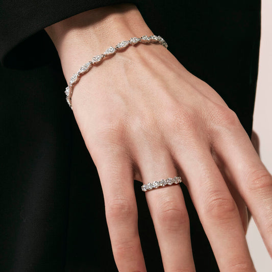 HEARTS ON FIRE 18K WHITE GOLD DIAMOND AERIAL DEW DROP LINE MEDIUM BRACELET