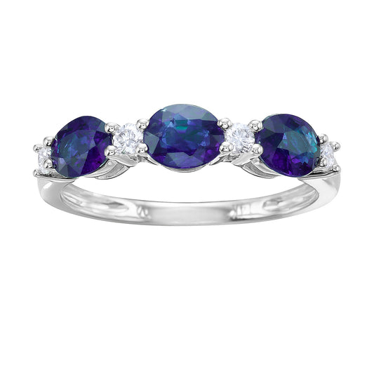 14K WHITE GOLD SAPPHIRE AND DIAMOND RING
