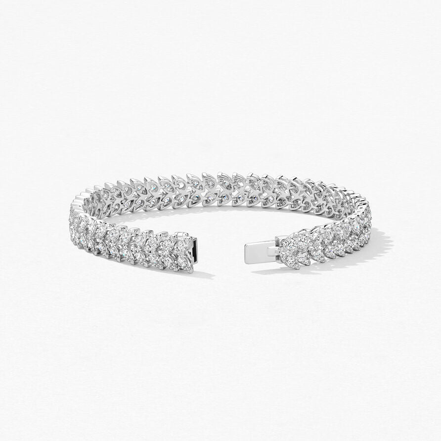 HEARTS ON FIRE 18K WHITE GOLD DIAMOND AERIAL DEW DROP DOUBLE LINE BRACELET