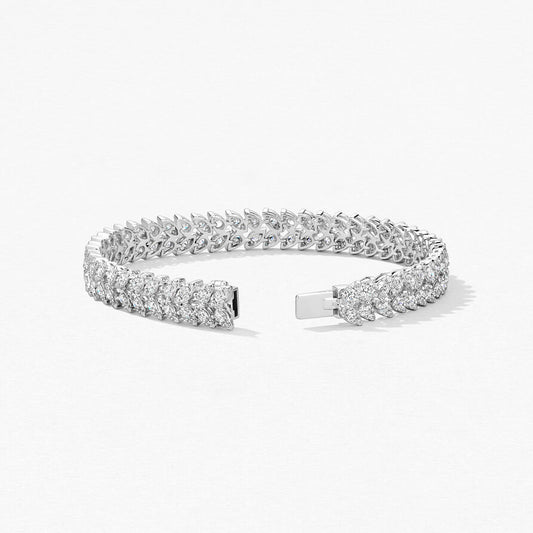HEARTS ON FIRE 18K WHITE GOLD DIAMOND AERIAL DEW DROP DOUBLE LINE BRACELET