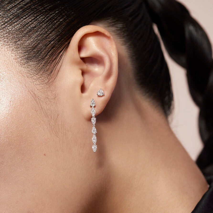 HEARTS ON FIRE 18K WHITE GOLD DIAMOND AERIAL DEWDROP EARRINGS