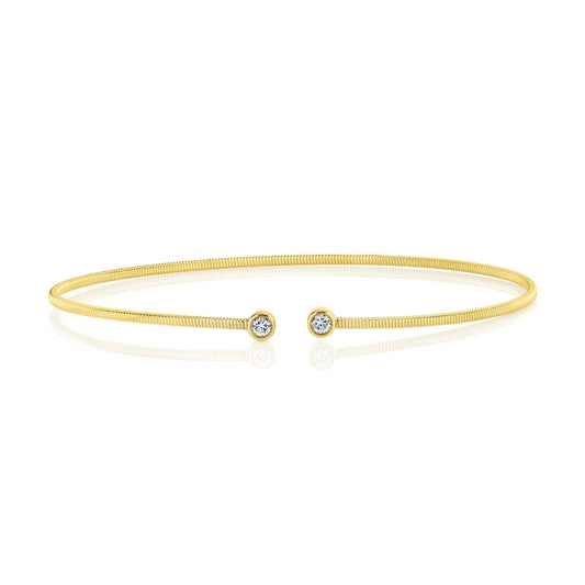 SHY CREATIONS 14K YELLOW GOLD DIAMOND BEZEL BANGLE 0.10CTW