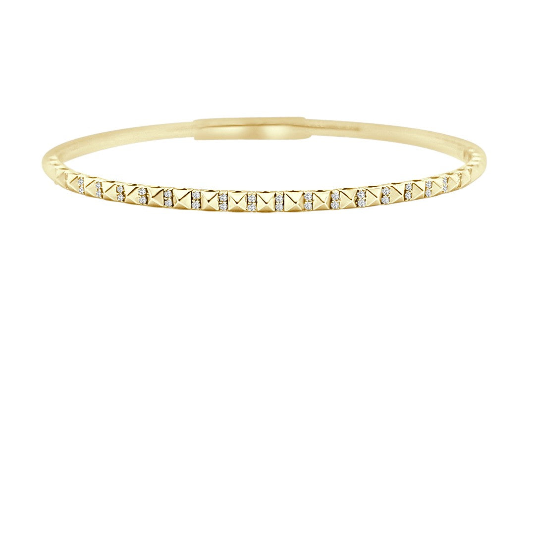 14K YELLOW GOLD DIAMOND TRIANGLE FLEX BANGLE