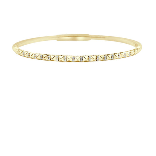 14K YELLOW GOLD DIAMOND TRIANGLE FLEX BANGLE