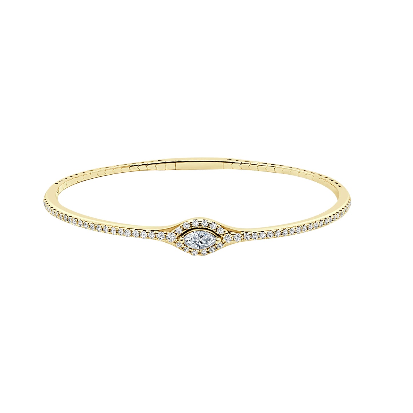 14K YELLOW GOLD MARQUISE SHAPED DIAMOND FLEX BANGLE