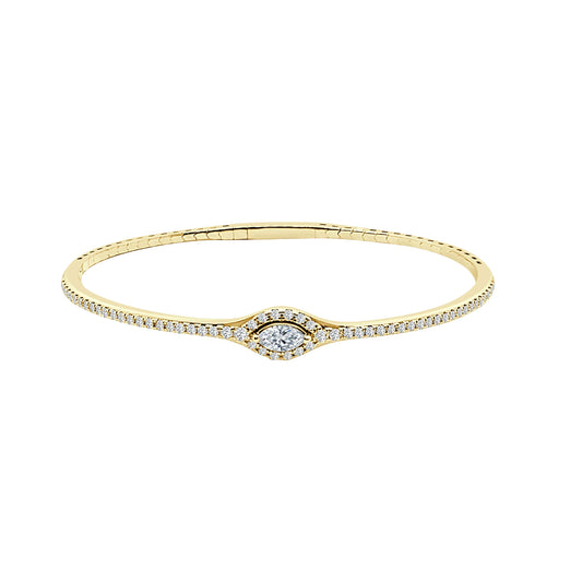 14K YELLOW GOLD MARQUISE SHAPED DIAMOND FLEX BANGLE