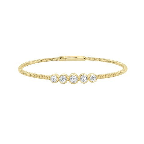14K YELLOW GOLD BEZEL SET DIAMOND FLEX BANGLE