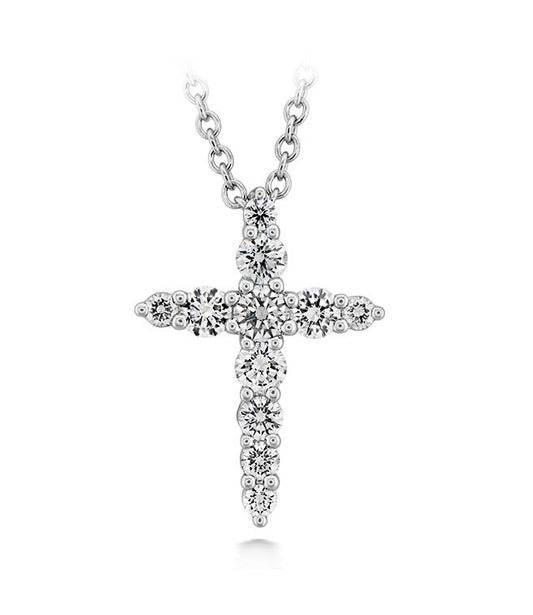 18K WHITE GOLD GRADUATED DIAMOND CROSS