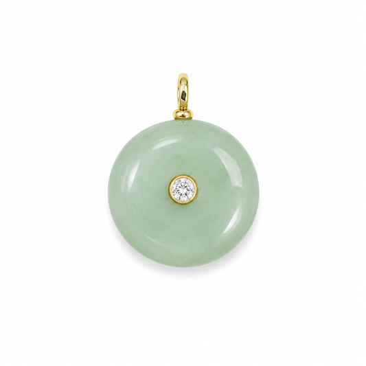 JADE ROUND SHAPE CHARM WITH WHITE CENTER STONE