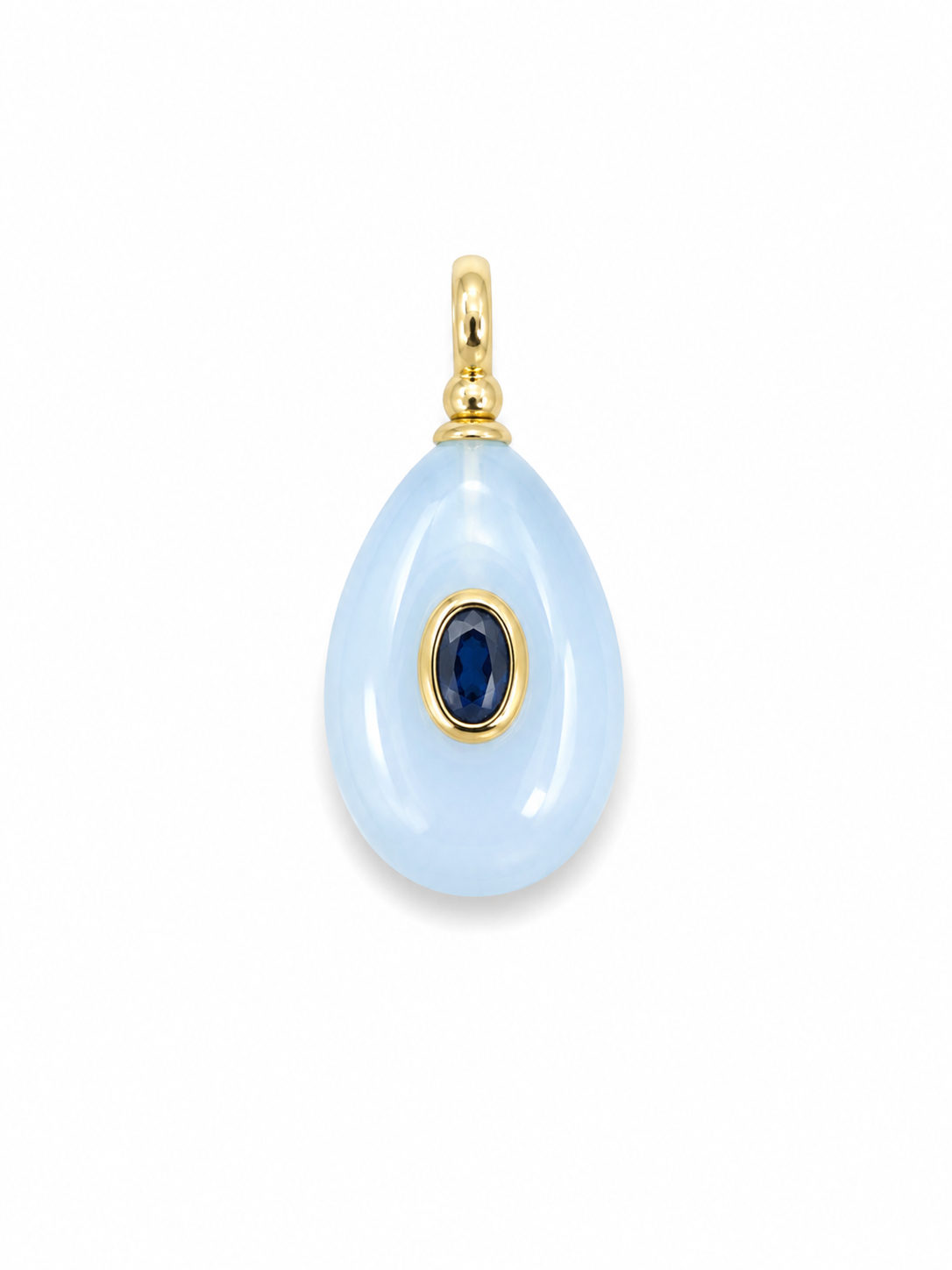 CLEAR RESIN TEARDROP CHARM WITH RED CENTER STONE