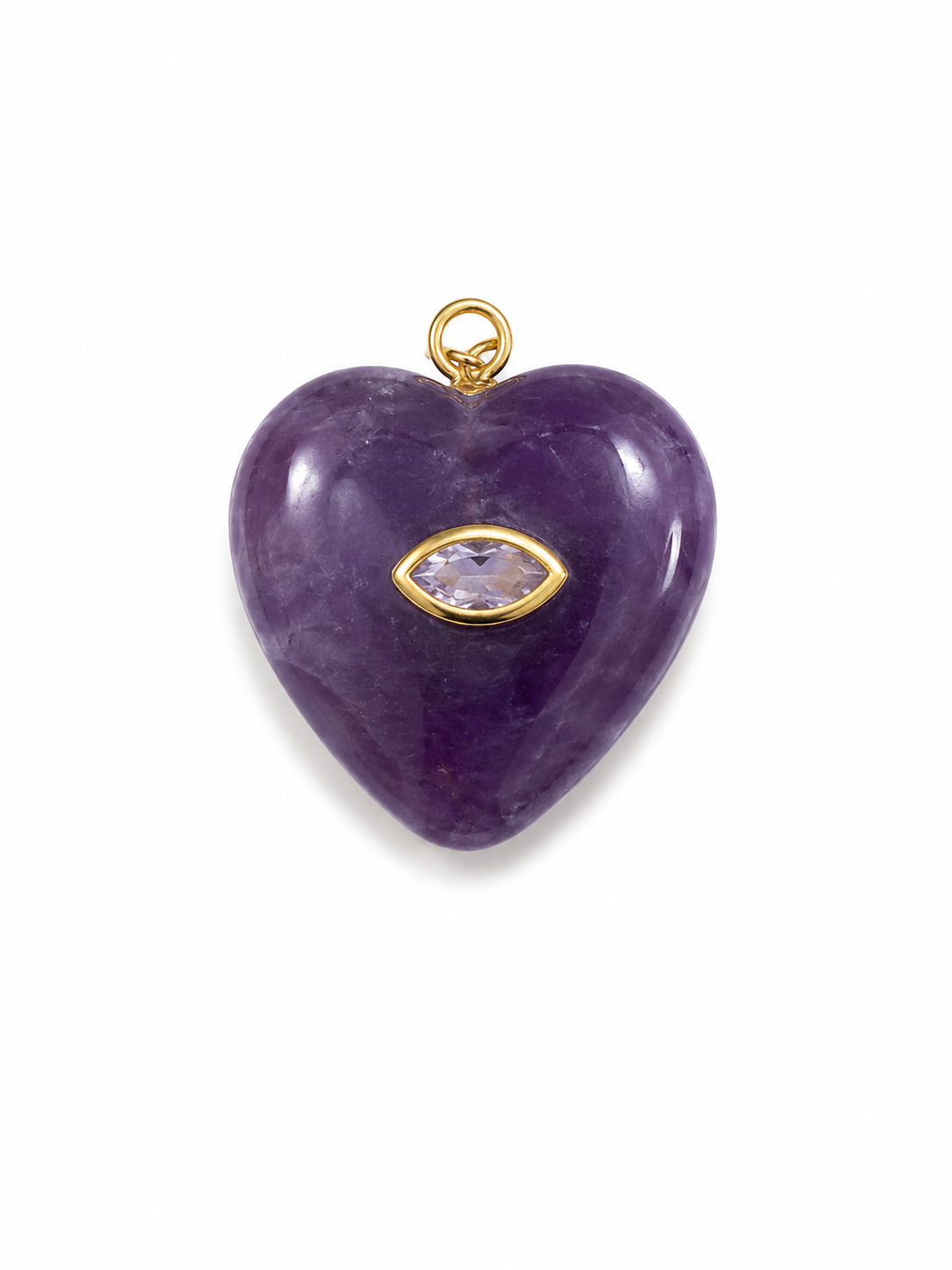 AMETHYST HEART SHAPE CHARM WITH LIGHT PURPLE CENTER STONE