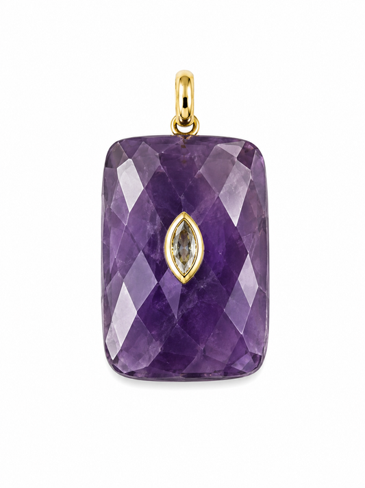 AMETHYST RECTANGULAR SHAPE CHARM WITH LIGHT PURPLE CENTER STONE
