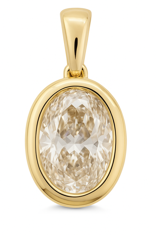 14K YELLOW GOLD OVAL DIAMOND PENDANT