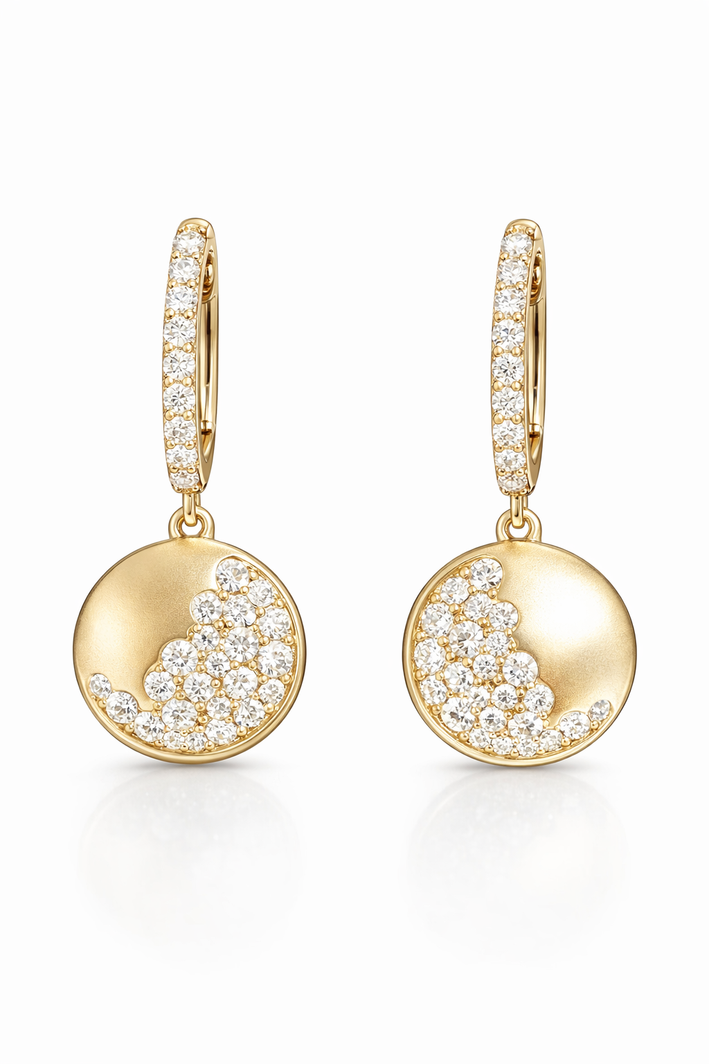 18K YELLOW GOLD CASCADE DIAMOND DISC EARRINGS