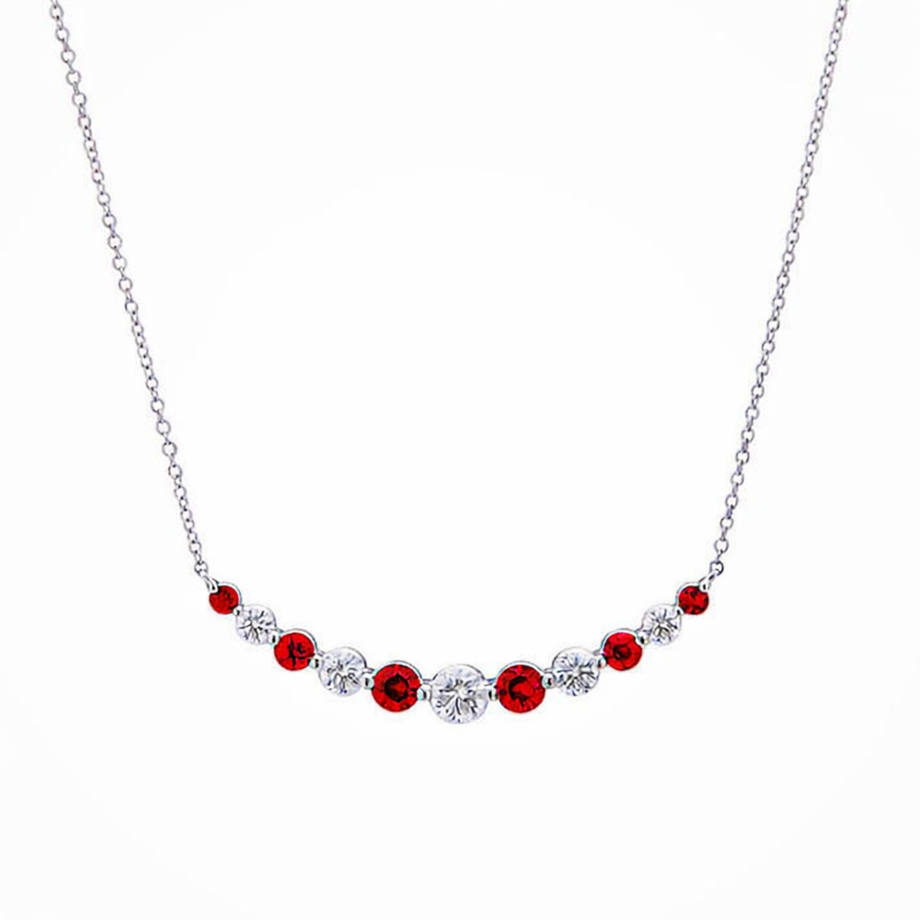 RUBY AND DIAMOND CURVED BAR NECKLACE