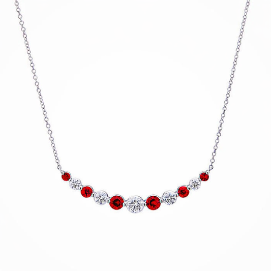 RUBY AND DIAMOND CURVED BAR NECKLACE