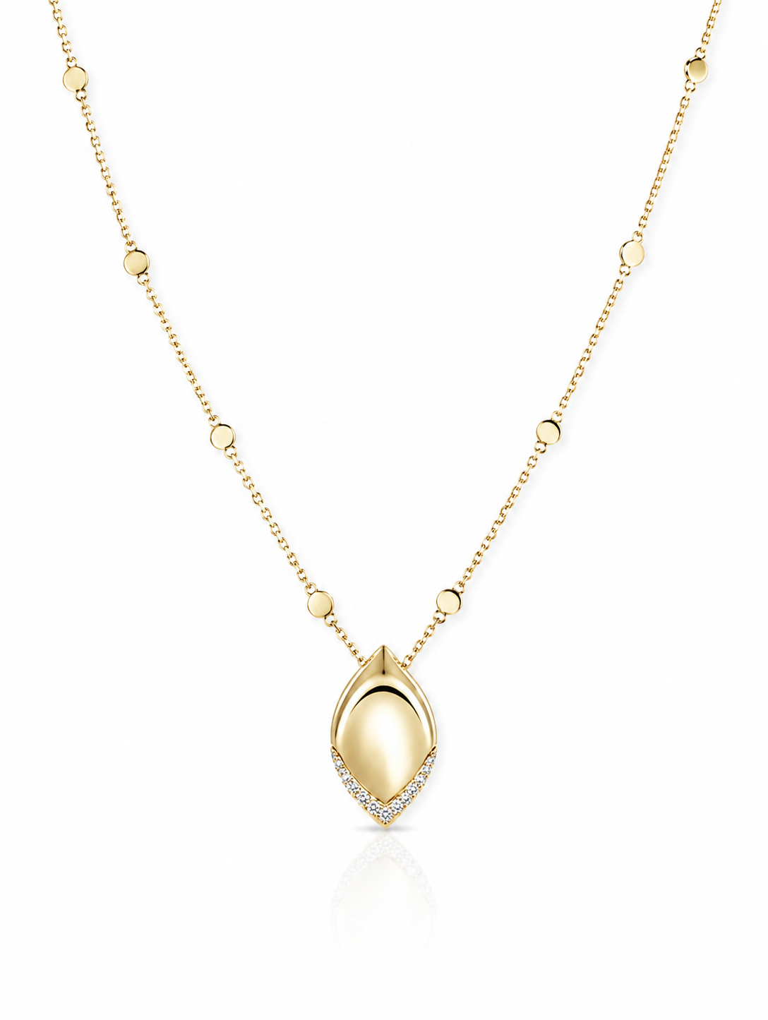 14K YELLOW GOLD DIAMOND LEAF PENDANT