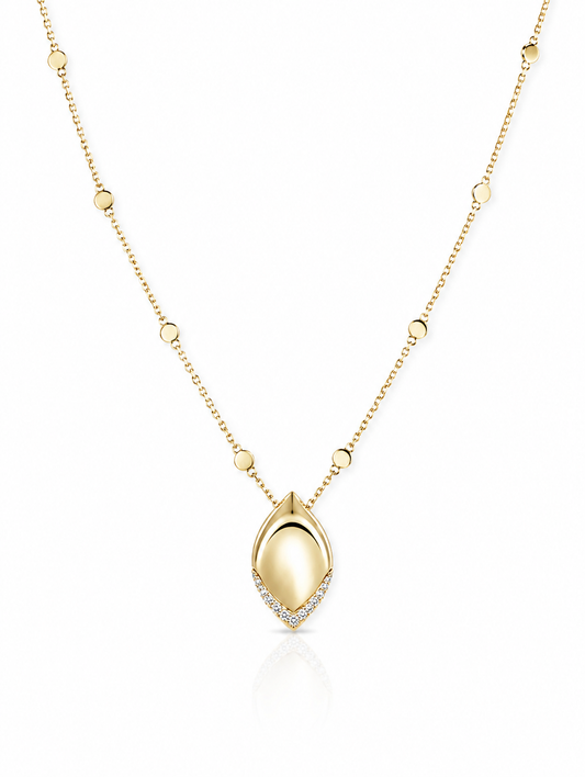 14K YELLOW GOLD DIAMOND LEAF PENDANT
