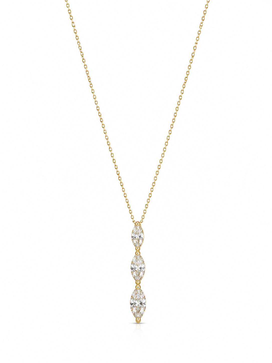 14K YELLOW GOLD MARQUISE DIAMOND DROP PENDANT