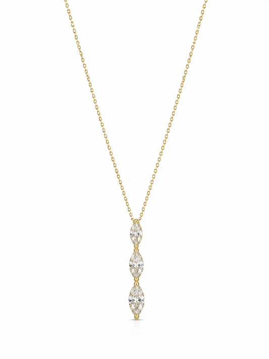 14K YELLOW GOLD MARQUISE DIAMOND DROP PENDANT