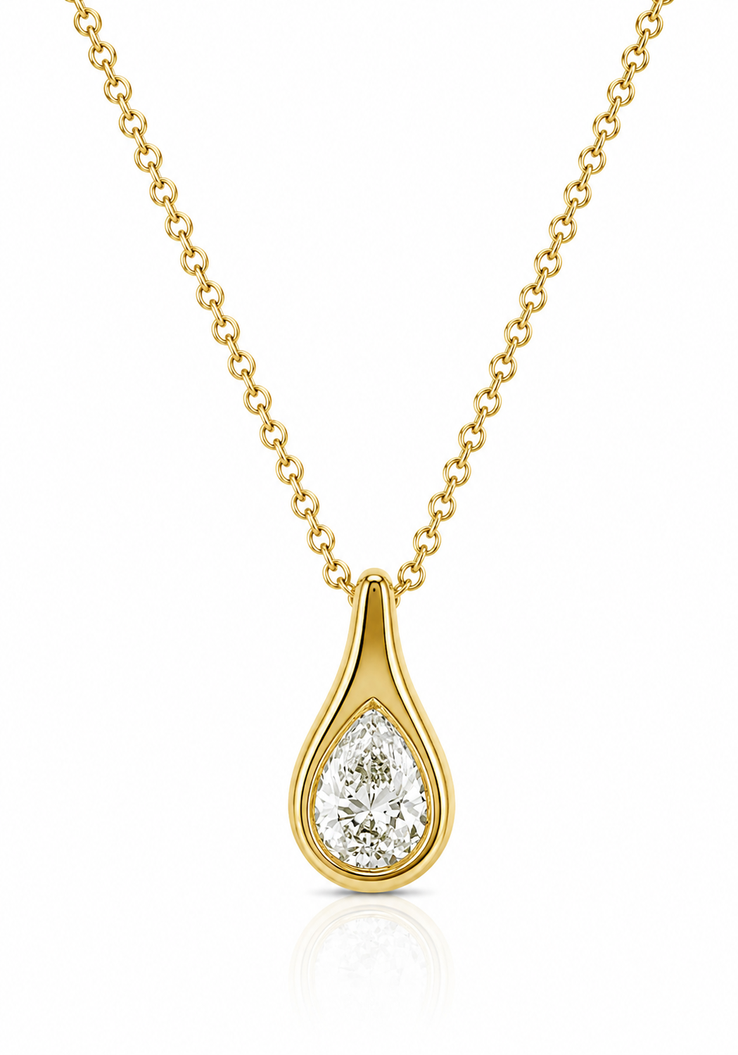 14K YELLOW GOLD TEARDROP DIAMOND PENDANT