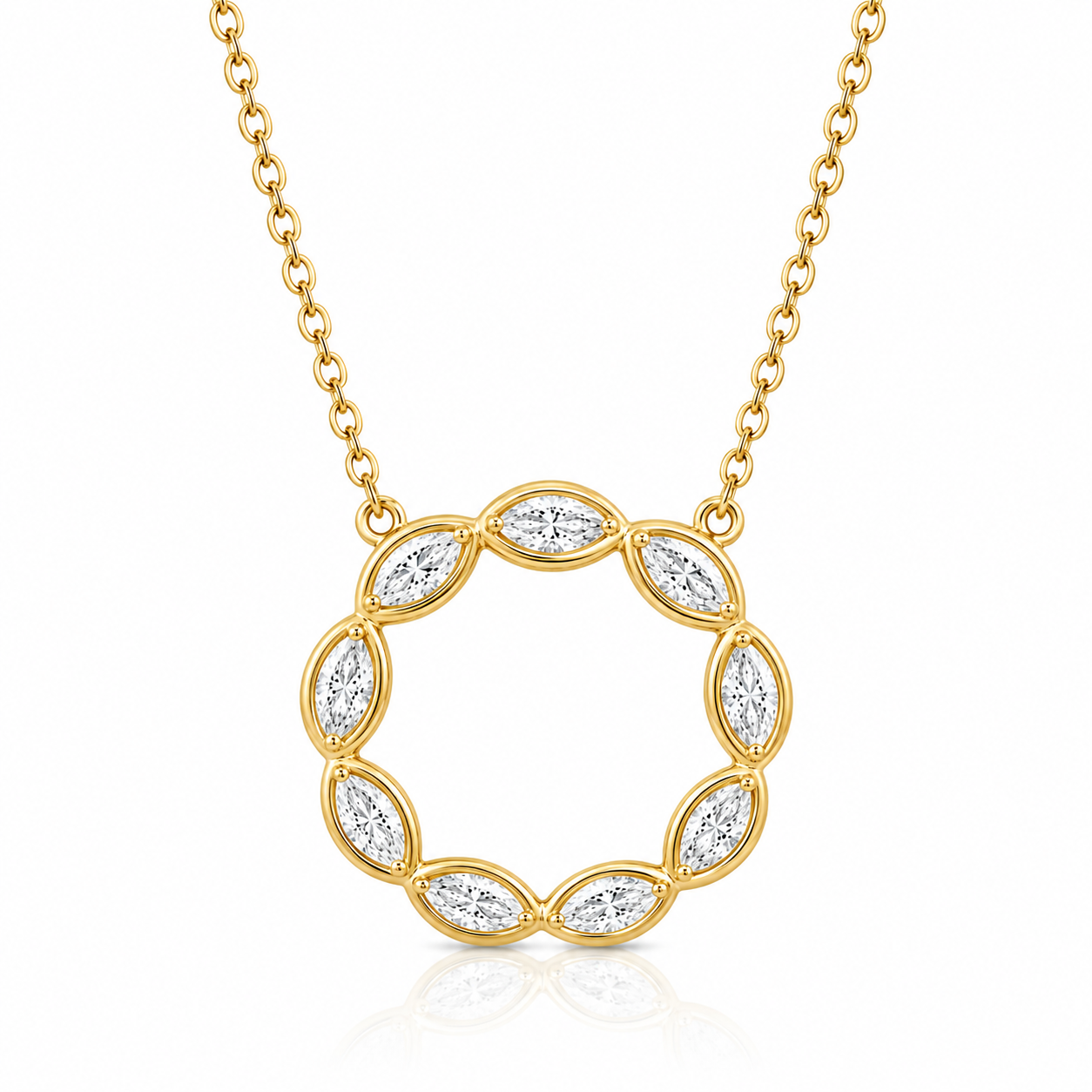 18K YELLOW GOLD DIAMOND CIRCLE NECKLACE