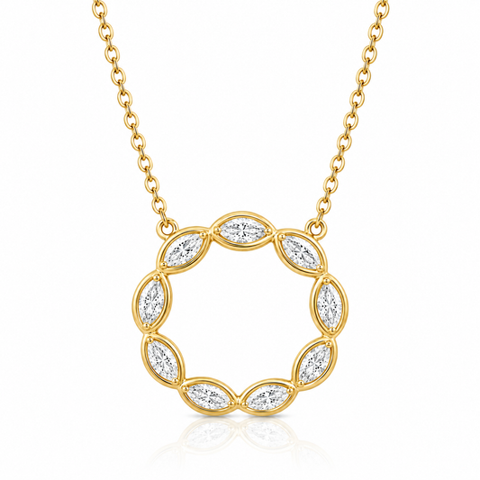 18K YELLOW GOLD DIAMOND CIRCLE NECKLACE