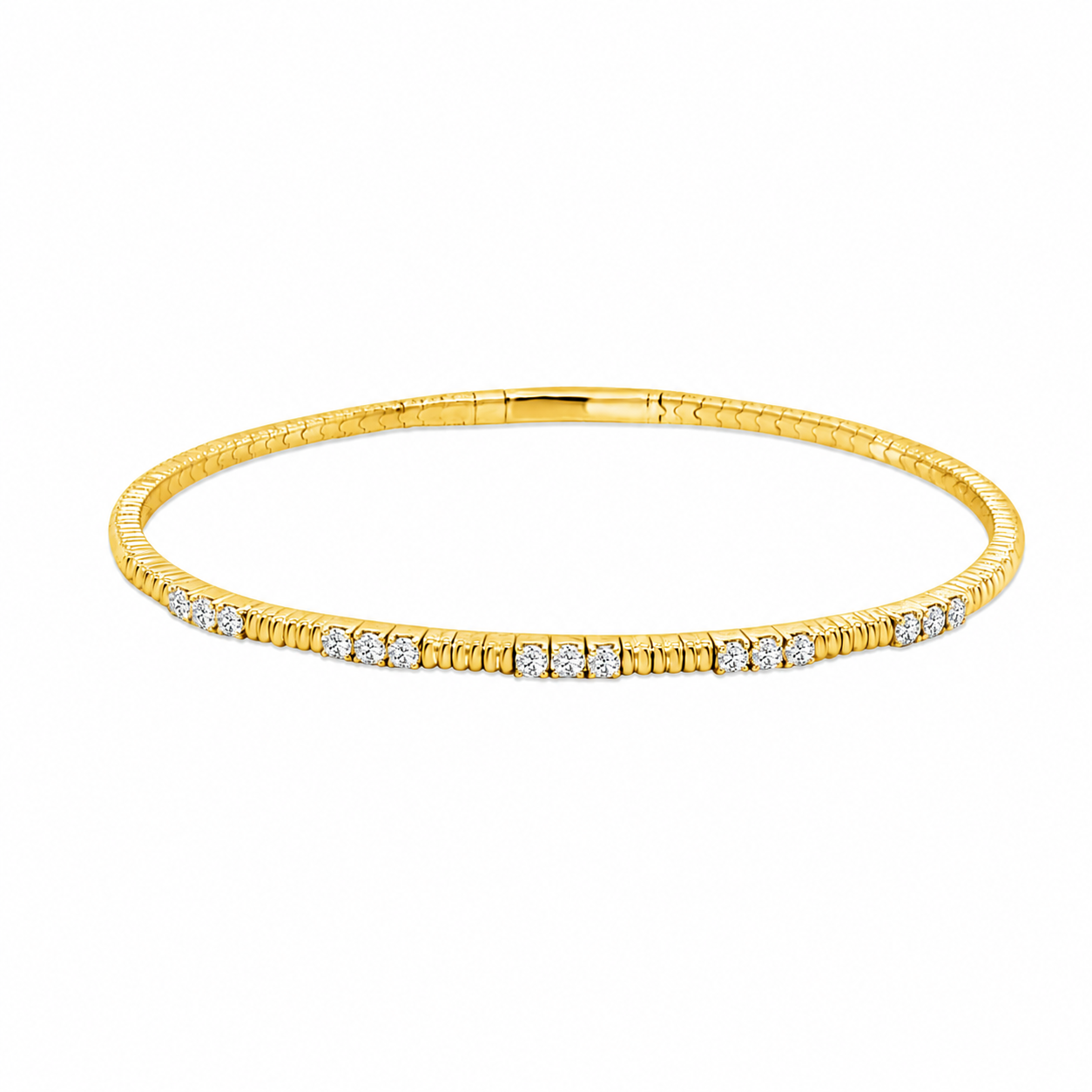 14K YELLOW GOLD STRIPED DIAMOND FLEX BANGLE