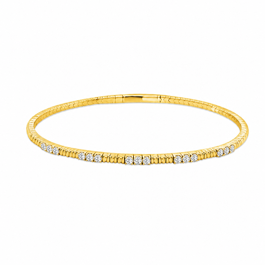 14K YELLOW GOLD STRIPED DIAMOND FLEX BANGLE