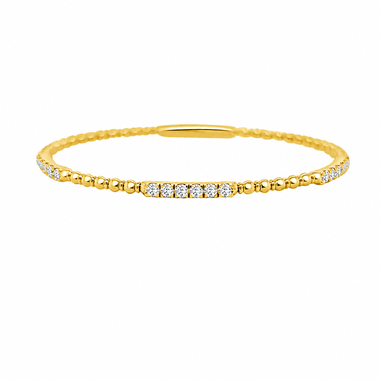 14K YELLLOW GOLD DIAMOND BEADED FLEX BANGLE