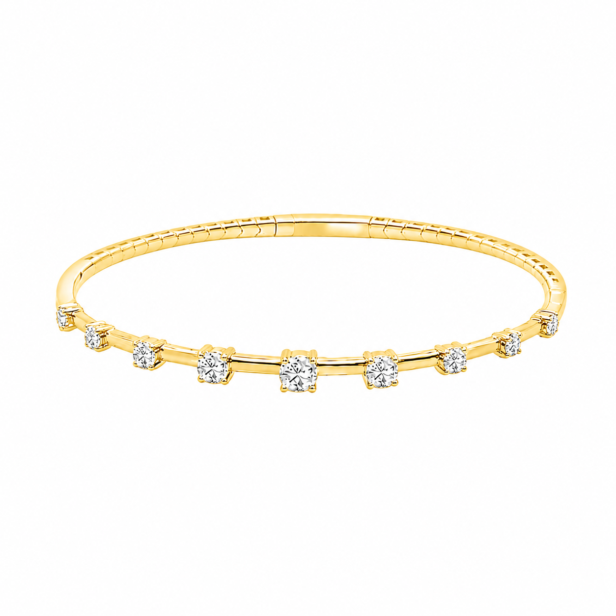14K YELLOW GOLD GRADUATED DIAMOND FLEX BANGLE