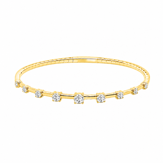 14K YELLOW GOLD GRADUATED DIAMOND FLEX BANGLE